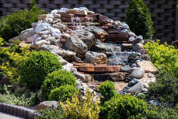 River Rock Landscaping in Spring