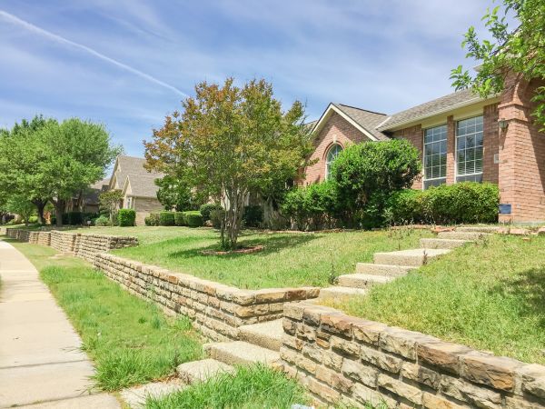 Sloped Yard Landscaping in Spring